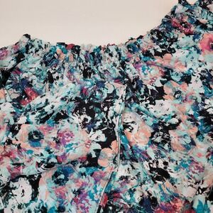 Boutique Black/Blue Floral Off The Shoulder Blouse Bell Sleeve 2X‎